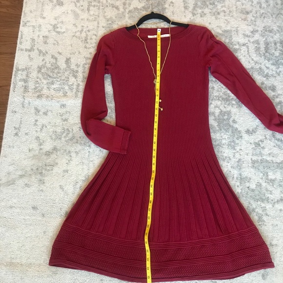 Max Studio Red Long Sleeve Knit Dress Size S - Picture 5 of 8